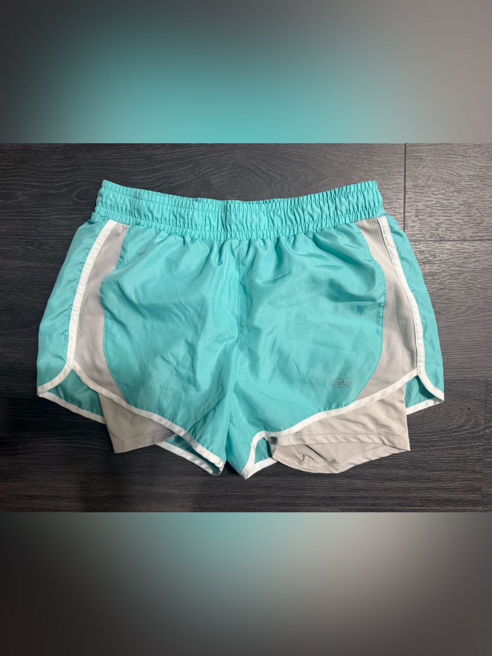 N.Y.L.A. aqua and gray Women's Athletic Shorts